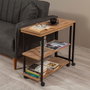 Hanah Home Mesa Auxiliar Industrial Tablero Melamina Pino Atlántico y Negro 70x63x76 cm